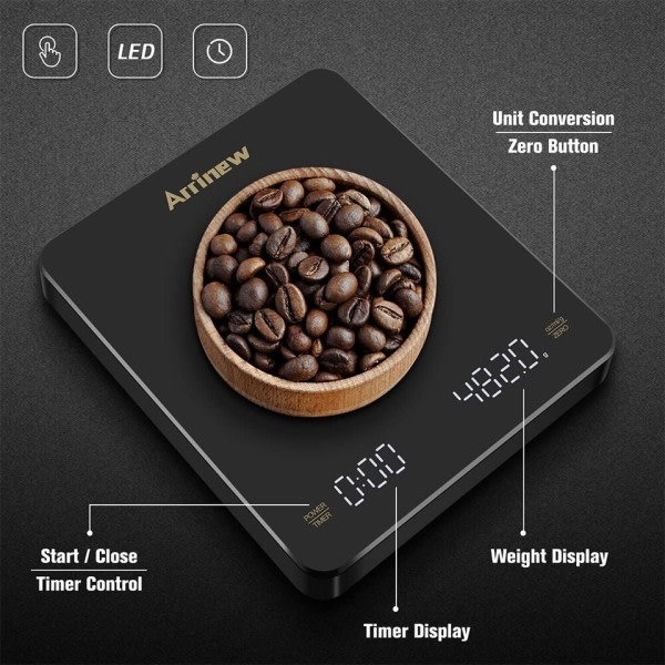 Digital Kaffe Våg med Timer LED Skärm Espresso USB