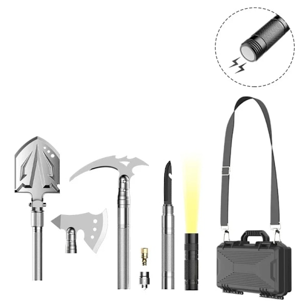 Utomhus camping skyffel med yxa multifunktion överlevnad verktyg