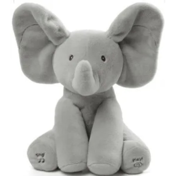 Peekaboo elefant elektrisk plysch leksak docka blyg täckande ögon
