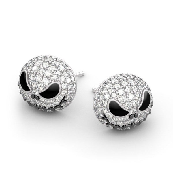 Jack Circle Crystal Øreringe Mareridt Før jul Tegnefilm Gotisk Fest Smykker Skull Stud Øreringe