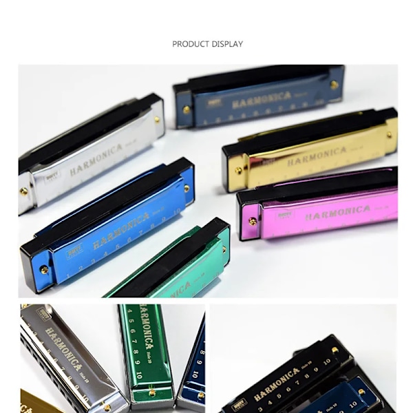 Harmonika Nøglen C 10 Hul Diatonic Harmonica C med etui til begynder studerende børn gave BLUES med etui