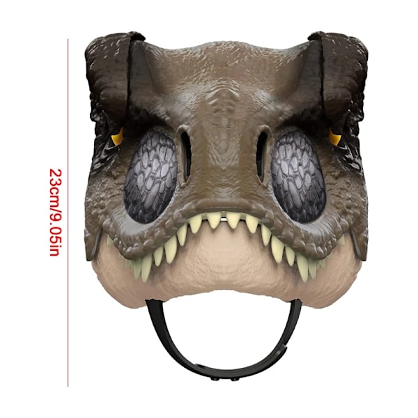 Jurassic Dinosaur mask med öppning käke realistisk textur och färg