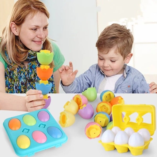 Baby montessori egg småbarn sensoriske leker pedagogisk smart påske egg spill form matching sortere kylling leker
