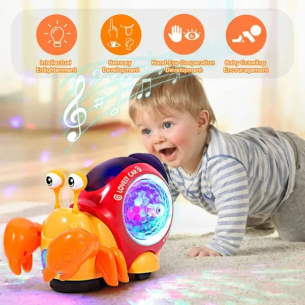 Krabbe Krabbe Baby Legetøj med Musik og LED Lys Småbørn Interaktivt Udvikling Legetøj