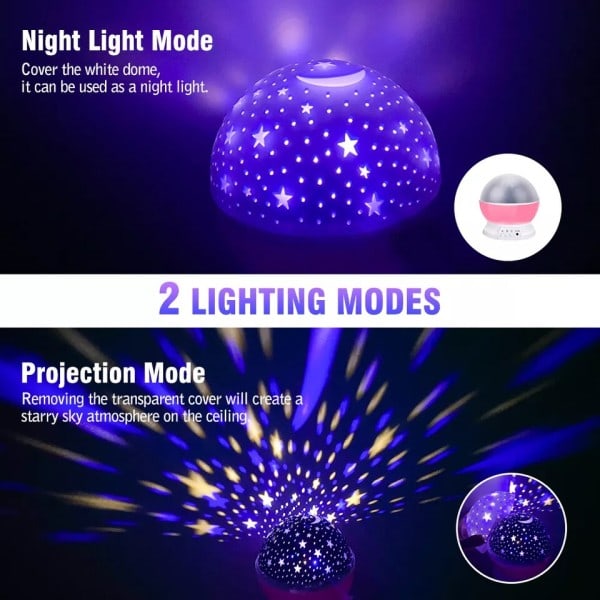 Stjerne Projektor Lampe LED Natt Lys Baby Dekor Roterende Barnehage Måne Galaxy Projektor