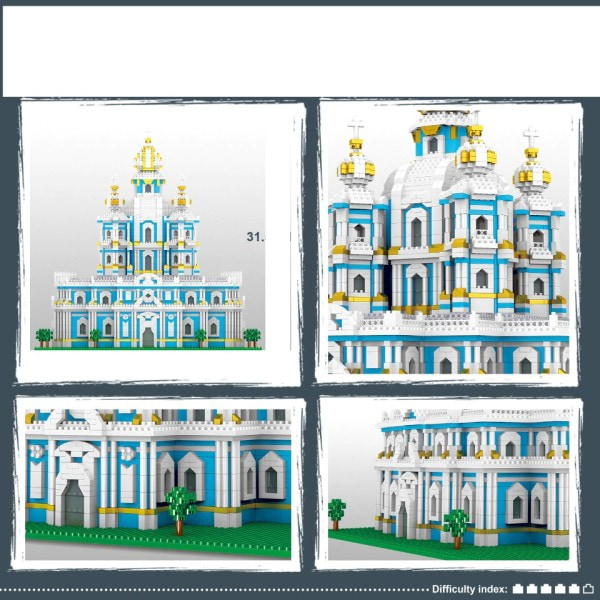 Smolny kloster blok sæt 3D kirke by landskab diamant bygning mursten legetøj