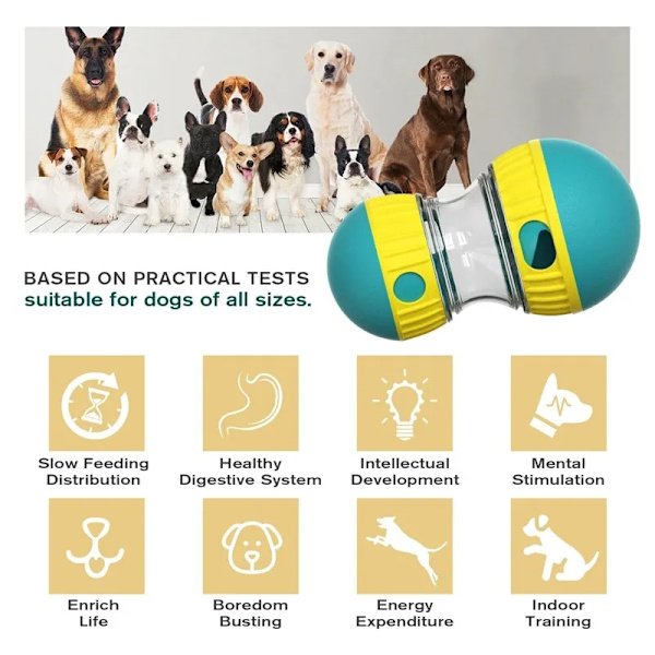 Hund leksak tumlare läckande mat boll elliptisk spår rullande boll långsamt matar skyddar magen ökar intelligens husdjur tillbehör