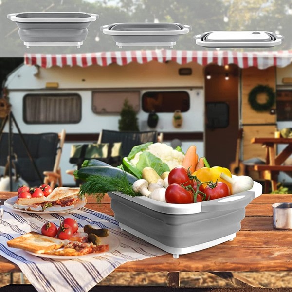 3 i 1 hopfällbar skärbräda vikbar skärbräda camping diskar diskbänk