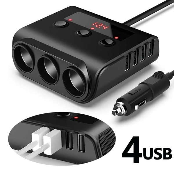 120W savuke sytytin sovitin pikalataus 3.0 12V/24V 3-pistoke virta jakaja DC pistorasia 8.5A 4 USB portit