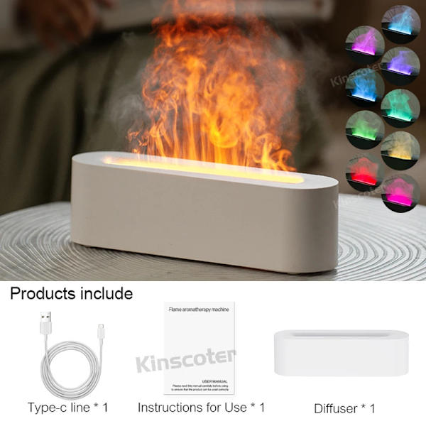 Bästa kvalitet Eterisk Olja Aroma Diffuser Låga Luft luftfuktare Ultraljud Cool Dimma Diffusor med  RGB Realistisk Eld Natt Ljus