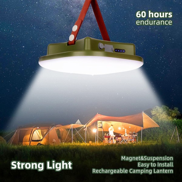 Laddningsbar LED Camping Stark Ljus med Magnet Zoom Bärbar Ficklampa Tält Ljus