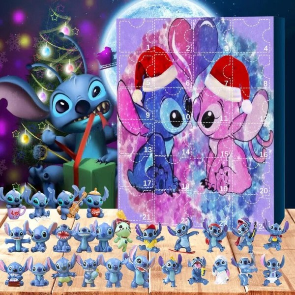 Jul Stitch Advent Kalender Legetøj Disney Blind Kasse Lilo Stitch Juguetes Noel Dekoration
