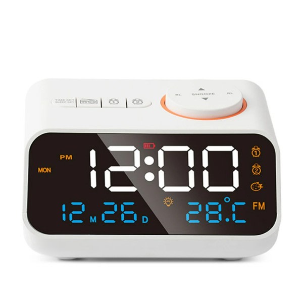 FM Radio LED Alarm Klokke for Nattbord Vekke Digital Bord Kalender
