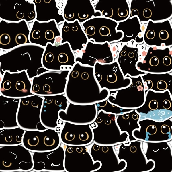 40 kpl musta kissa söpö Kawaii tarrat vintage