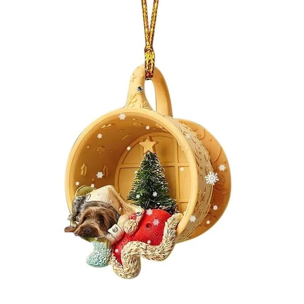 2 bitar Jul Hund Djur Hänge Akryl Platt Jul Träd Dekoration Hänge Semester Fest presenter