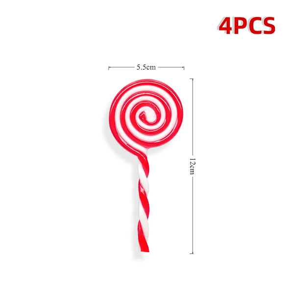 4 stykker godteri stokk jule tre anheng dekor rød hvit godteri lollipop hjem hengende pynt