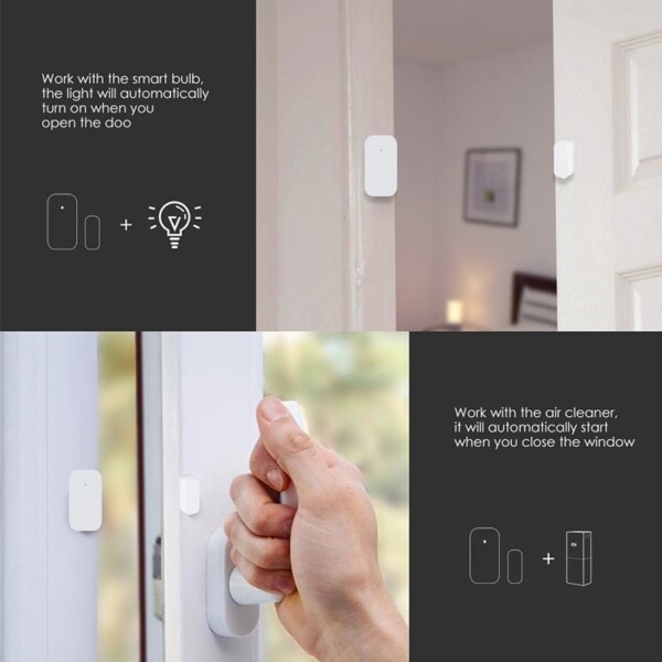 Dörr Fönster Sensor Zigbee Trådlös Anslutning Smart Mini dörr sensor
