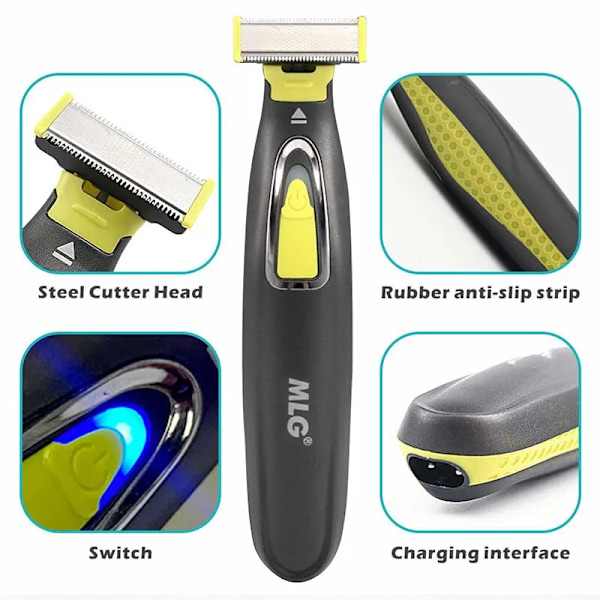 Bärbar hel kropp trimmer USB T formad blad rakhyvel
