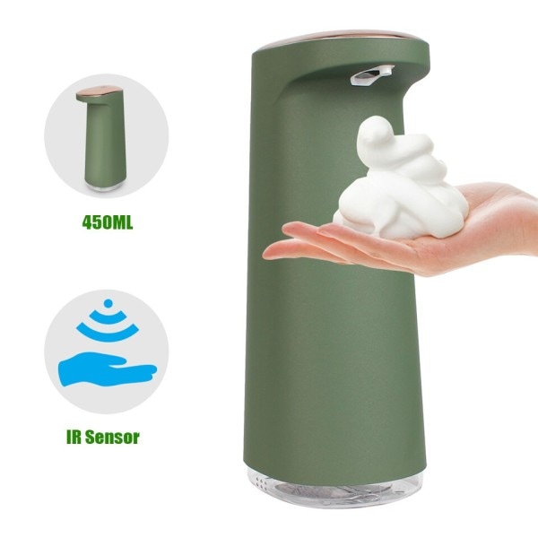 450ML skum flydende sæbe dispenser håndfri usb genopladelig bærbar berøringsfri automatisk skummende