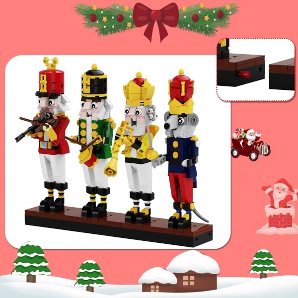 Jul Nötknäppare Byggnad Kloss Set Kung Trompetare Soldat Trummis Riddare Figurer Klossar Leksak