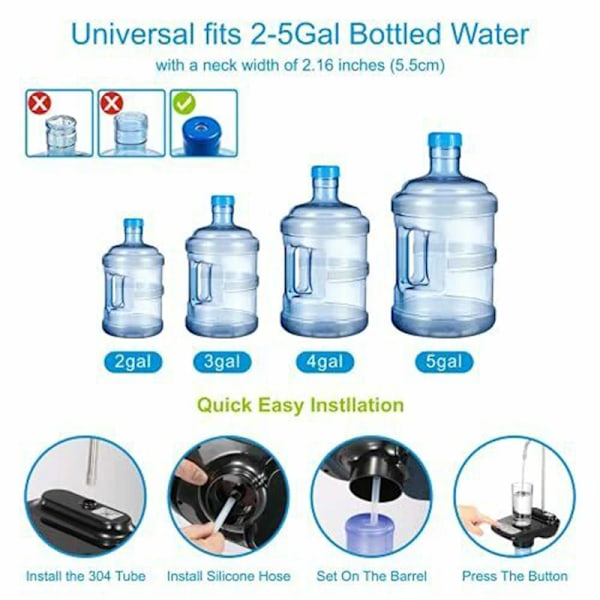 Elektrisk Vann Gallon Pumpe Automatisk Vann Flaske Dispenser  Oppladbar Vann Pumpe Dispenser Med Stativ Vann Dispenser
