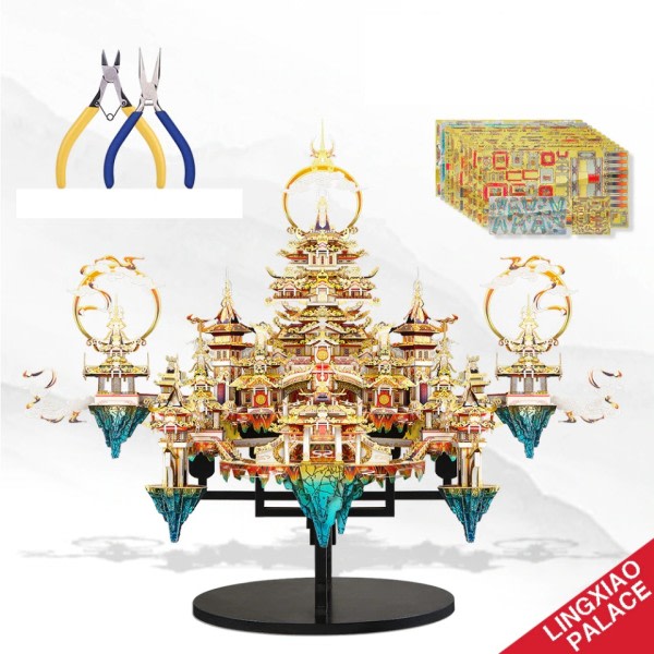 3D Metalli Pulma Lingxiao Palace Assembly Mall  Kits Lapsille Aikuisten Jigsaw DIY Set