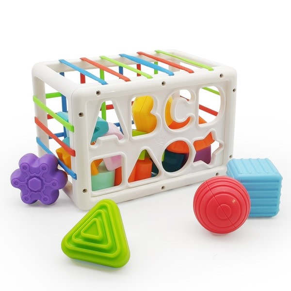 Montessori leksaker för 1 år bebis form sortering block spel motorisk skicklighet taktil inlärning sensorisk kub pedagogiska leksaker