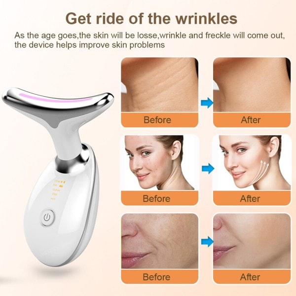 Hals Ansikte Skönhet Enhet EMS Hals Ansiktslyft Massager Skin Tighten Enhet