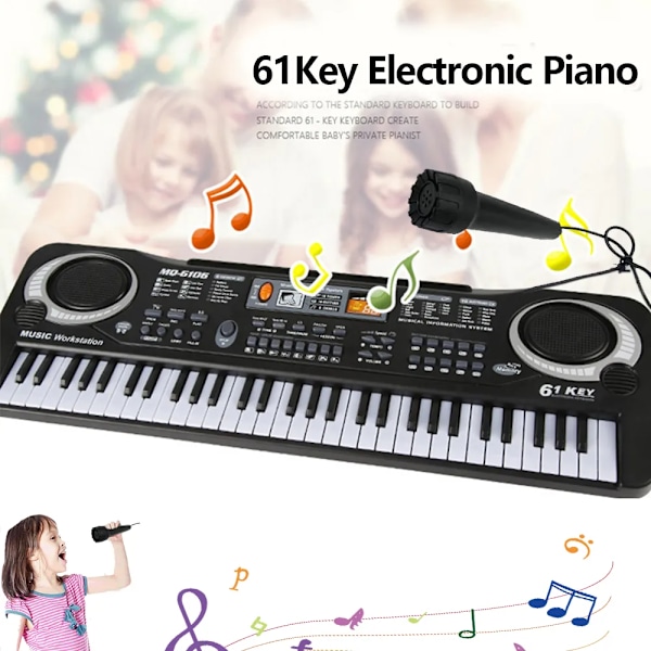Elektronisk Piano Keyboard Bærbart 61 Keys Orgel med Mikrofon Utdanning Leker