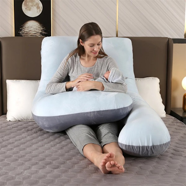 Graviditet pute 130*70cm Søvn midje pute for gravide kvinner