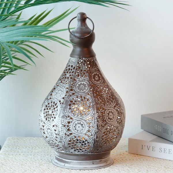 Strømdrevne lamper metall lanterne bord lampe stearinlys holder trådløse lykter