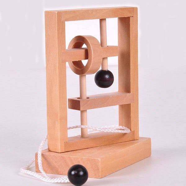 Työpöytä Uutuus 3D Puinen köysi silmukka Puzzle IQ Mieli String Brain teaser Peli aikuisille lapsille