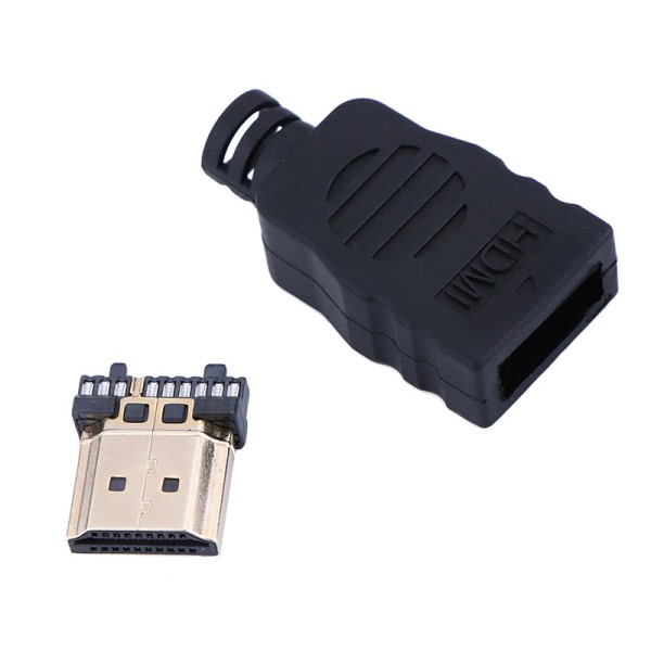 1 STK NYT HDMI Han stik Overførsel terminaler Med boks sort farve