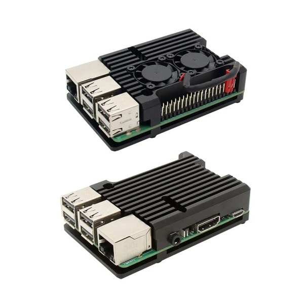 Alumiini Metalli kotelo  Raspberry Pi 3 malli B 3B Plus Alumiini kotelo Kaksois tuuletin jäähdytysallas