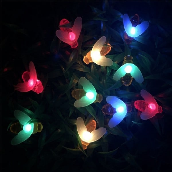 Vattentät Utomhus Söt Honey Bee LED Fairy String Lights Solar bi light  Jul Garland Lights