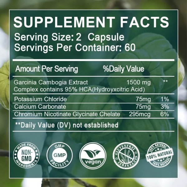 Garcinia Cambogia ekstrakt kapsel &Cellulite brenner naturlig plante vekt tap produkt 60 kapsel