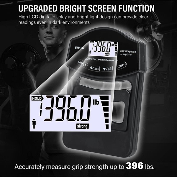 Digital Hand Dynamometer Grip Strength Meter USB LCD Skjerm Hand Grip Dynamometer