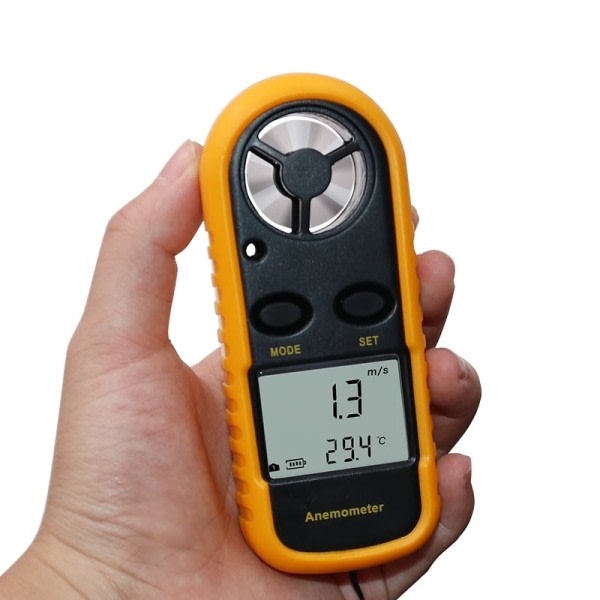 Digital Anemometer 0-30m/s Vind Speed Meter -10 ~ 45C Temperature Tester Anemometro med LCD Baggrundsbelysning Display