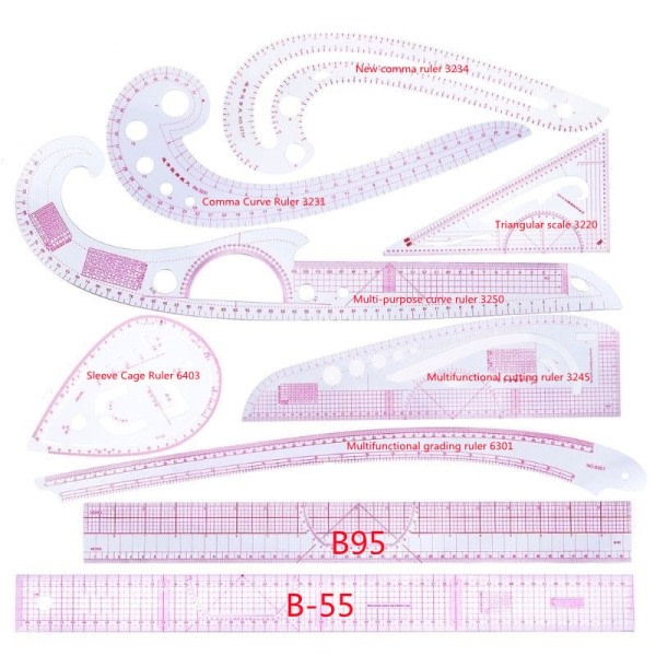 9 kpl ompelu ranskalainen käyrä viivain mitta pukeutumis räätäli piirustus malli käsityö työkalu