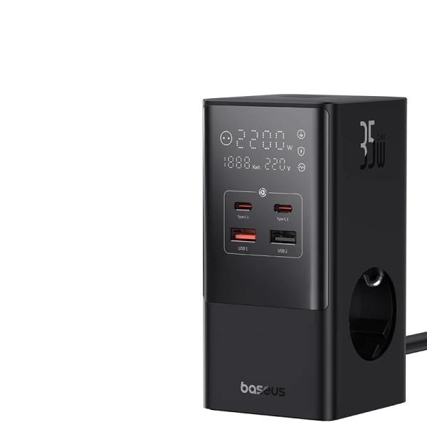 35W Hurtig Opladning Digital Power Strip 7-i-1 Ladestation 4000W Nominel Strøm Digital Skærm