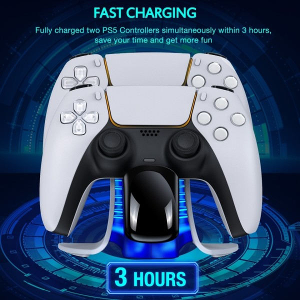 Kaksois ohjain laturi PS5 lataus telakka asema Playstation 5 Dualsense ohjaimet USB C kaapelilla