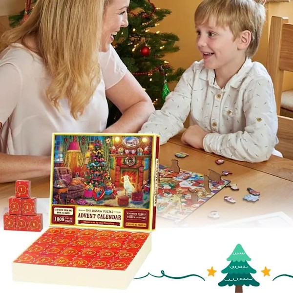 1000 brikker jul 24 dage nedtælling kalender puslespil jul advent stiksav puslespil