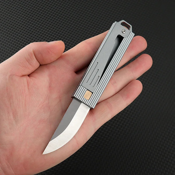 Mini blad aluminium legering håndtak kniv tyngdekraftslås utendørs bærbar unboxing selvforsvar ny liten kniv