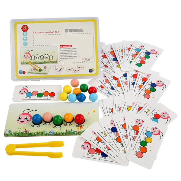 Bästa kvalitet Trä klämma pärlor spel färg matchning församling lärande uppsättning fin rörelse träning pedagogiska leksaker för barn