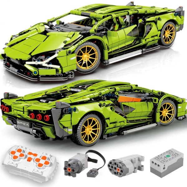 Teknisk Bygge klodser racer bil statisk model eller fjernbetjening elektrisk RC bil version valgfri konstruktion legetøj