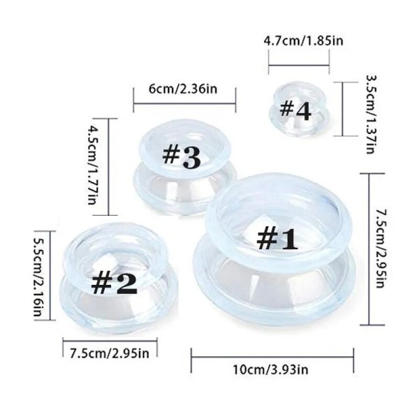 4 stykker  Silicone Massage Kopper Vakuum Sugekop Anti Cellulite Krukke Ansigts Krop Cupping Massage til Krop Afgiftning