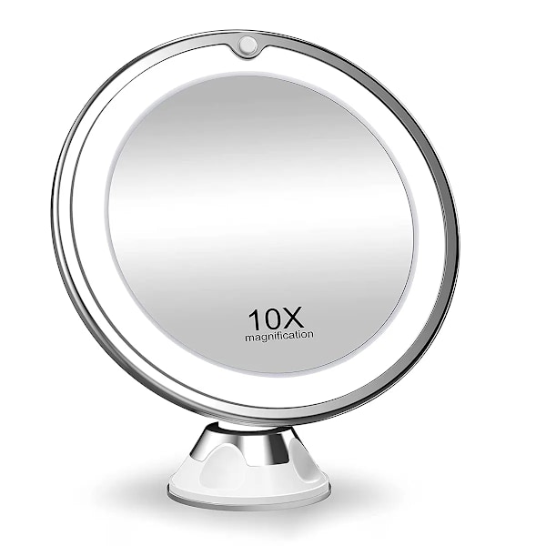 Flexibel 10x Förstorande LED Belysning Touch Skärm Portabel Klädd Bord Smink Spegel