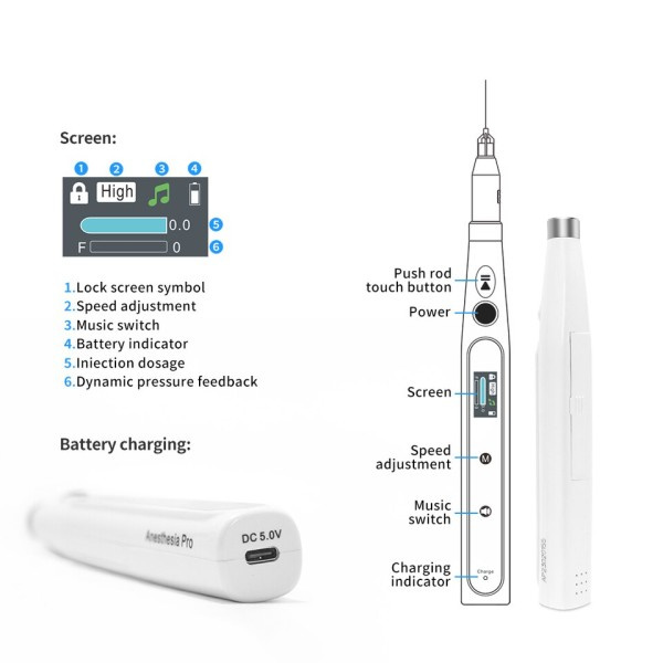 Dental Mini Anestesi Sprutan Smärtfri Elektrisk Lokal Anestesi