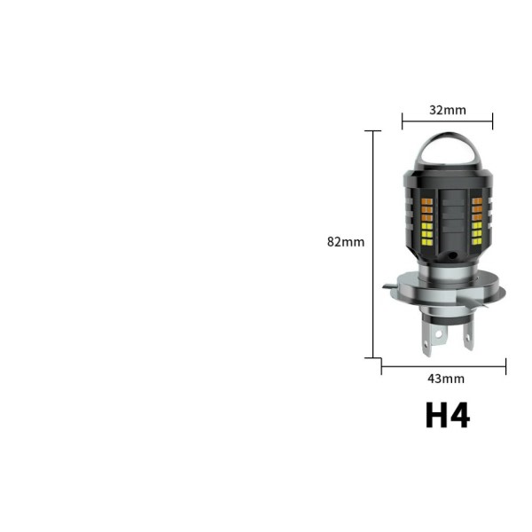 1 STK   Motorcykel   Forlygte   LED   H4   Pærer   Hi   Nærlys