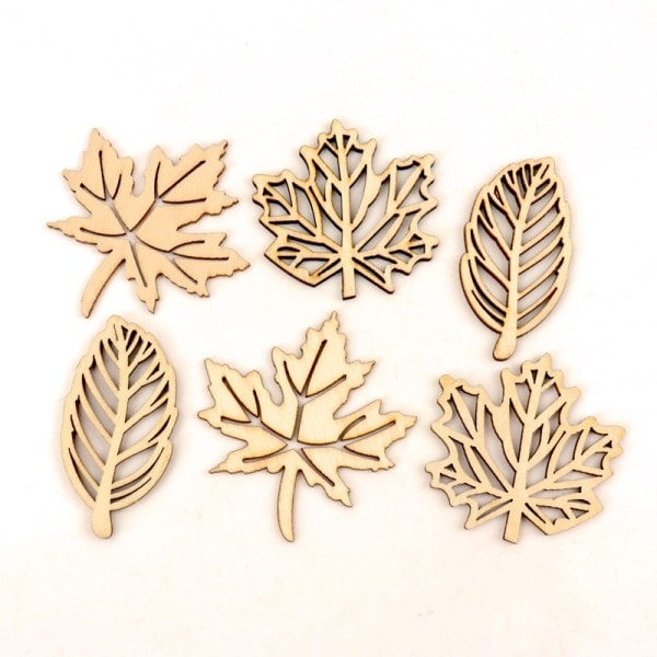 Naturligt Trä Löv Mönster Scrapbooking Målning Hantverk Handgjorda Tillbehör